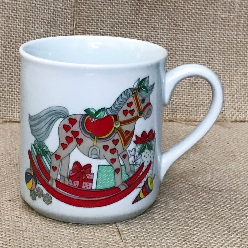 Vintage Schmidt Rocking Horse Coffee Mug Cup Christmas Holiday Novelty Whimsical